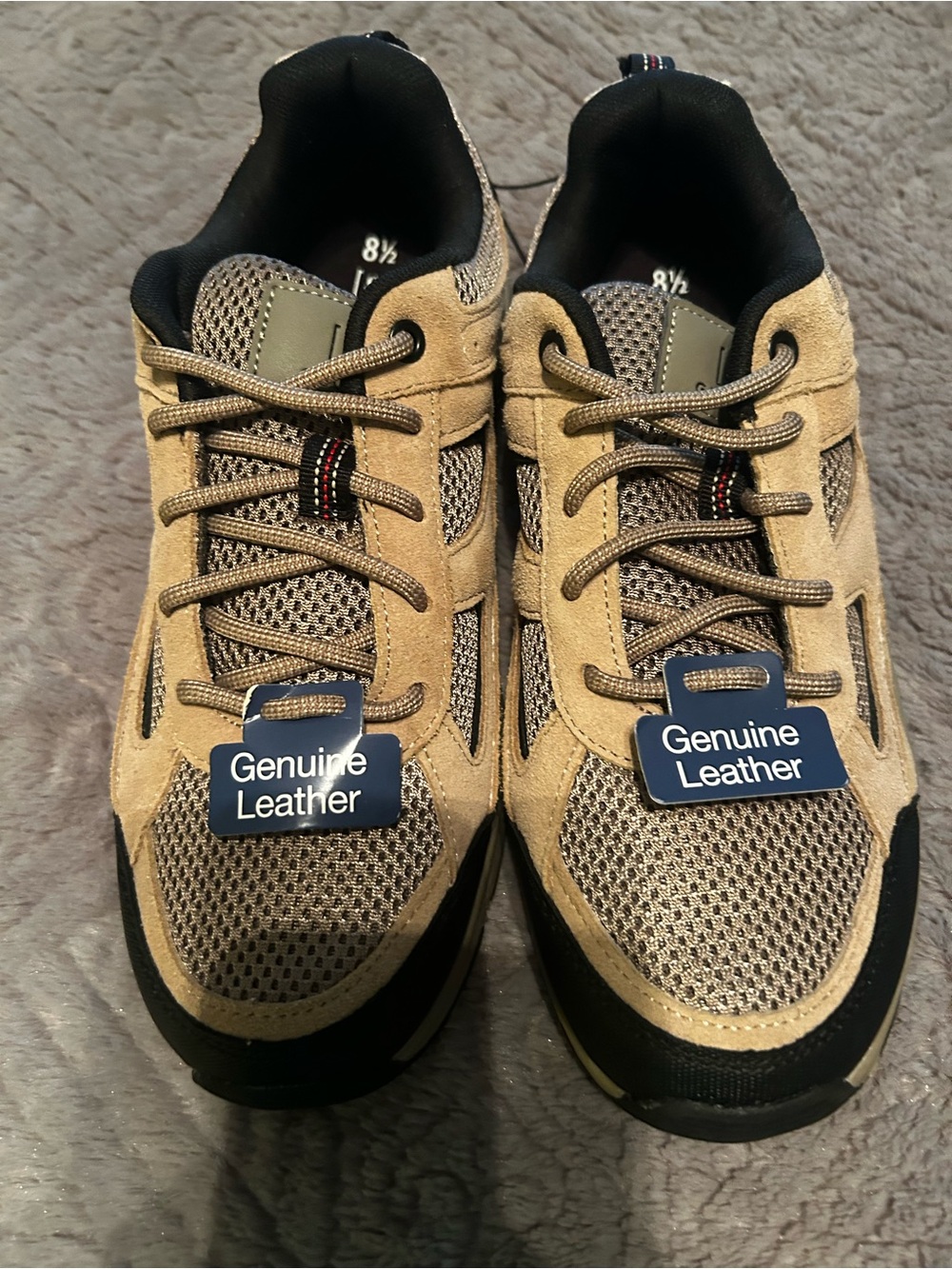 NWT George Hiking Shoes Men’s Size 8.5 M Leather Beige And Black/ retail 25$